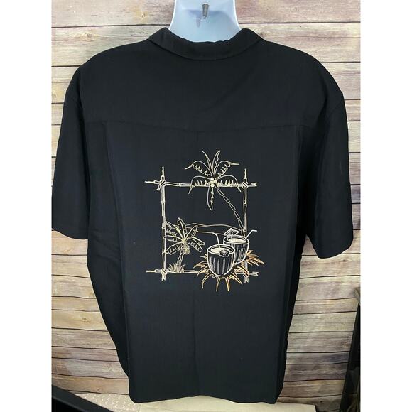 The Havanera Co Shirt Men 2XL/XXL Embroidered Black Rayon Blend Logo Cuban Retro - Picture 1 of 9
